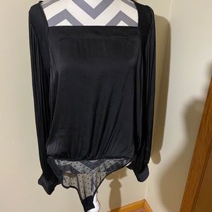 Free people black silk body suit